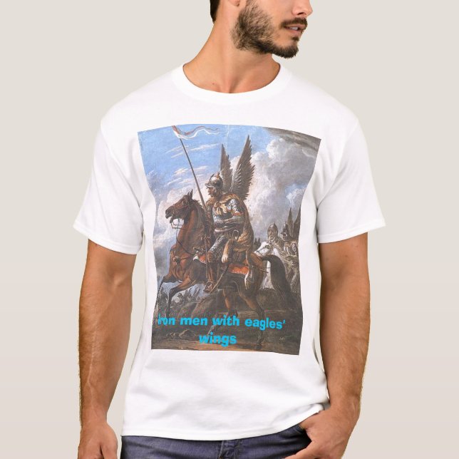 Camiseta Homens do ferro com asas das águias (Frente)