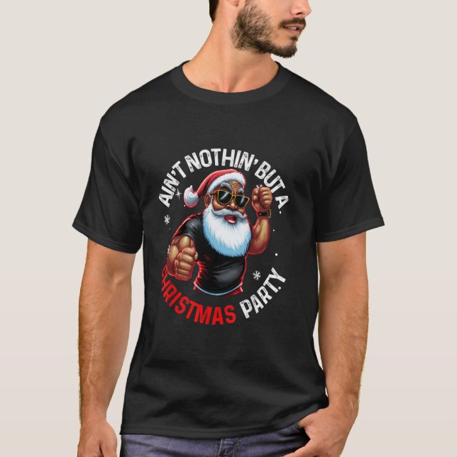 Camiseta Homens do Papai Noel Natal afro-americanos (Frente)