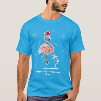 Camiseta Homens do t-shirt do flamingo do Natal