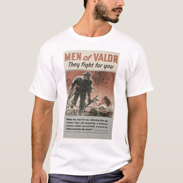 Camiseta homens do t-shirt do poster da valentia WWII (Frente)