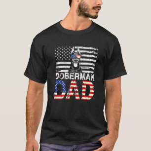 Camiseta Homens Doberman Pai Legal Eua Bandeira Patriótica