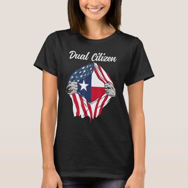 Camiseta Homens Duplos Cidadãos Do Texas E Homens De Bandei (Frente)