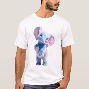 Camiseta Homens Elefante Bebê Fofo Pastel Iridescente