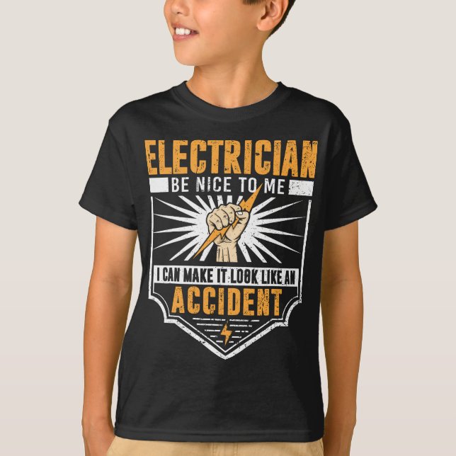 Camiseta Homens Eletrônicos Engraçados Trabalham Elétrica (Frente)