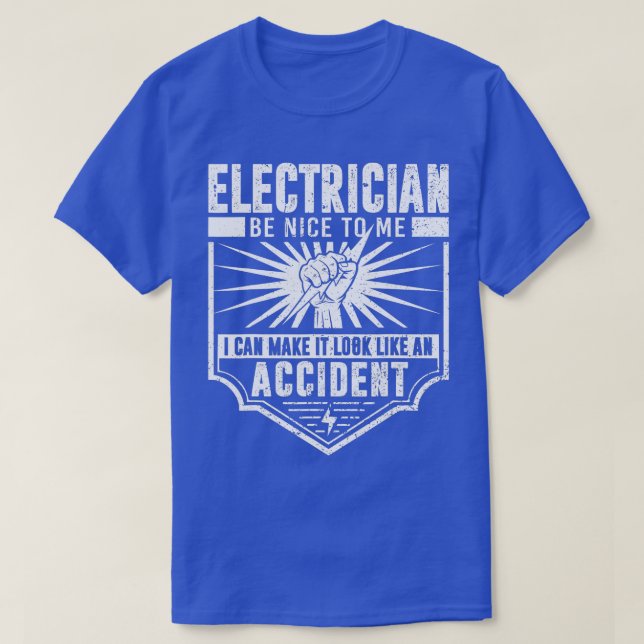 Camiseta Homens Eletrônicos Engraçados Trabalham Elétrica (Frente do Design)
