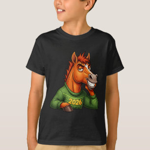 Camiseta Homens Engraçados Cavalo Lunar Festivo Cartoon 1