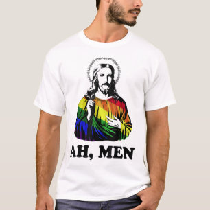 Camiseta Homens Engraçados Jesus Cristão Arco-Íris LGBT, Or