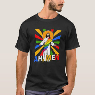 Camiseta Homens Engraçados LGBT Orgulho gay Jesus Arco-Ír