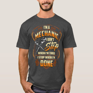 Camiseta Homens Engraçados Sou Mecânico Não Param Quando Ca