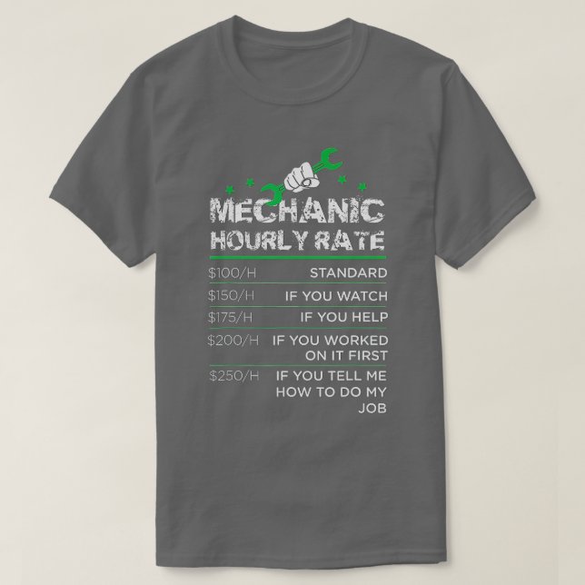 Camiseta Homens Engraçados Taxas de Trabalho Mecânicas Taxa (Frente do Design)