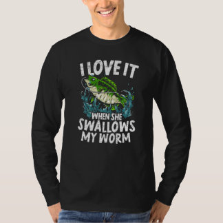 Camiseta Homens Eu Adoro Quando Ela Engole Meu Minhoco Pesc