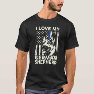 Camiseta Homens Eu Amo Pastor Alemão Cachorro Pastor Alemão