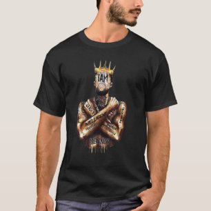 Camiseta Homens Eu Sou Homem Negro Rei Pai Poderoso Afro Me