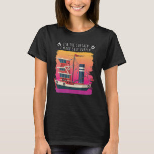 Camiseta Homens Eu Sou O Capitão Eu Faço O Navio Acontecer 