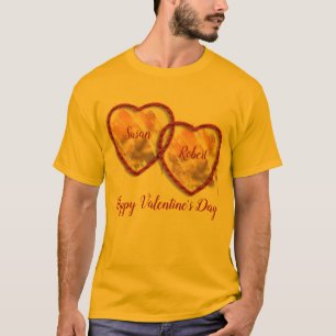 Camiseta Homens Felizes do Dia dos Namorados Dourados