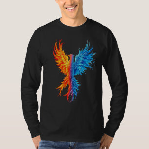 Camiseta Homens "Fogo e Gelo" Phoenix Rising Manga Longa