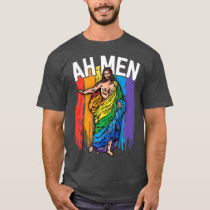 Camiseta Homens Gay Jesus Funny LGBQ s Oferece Arco-Íris