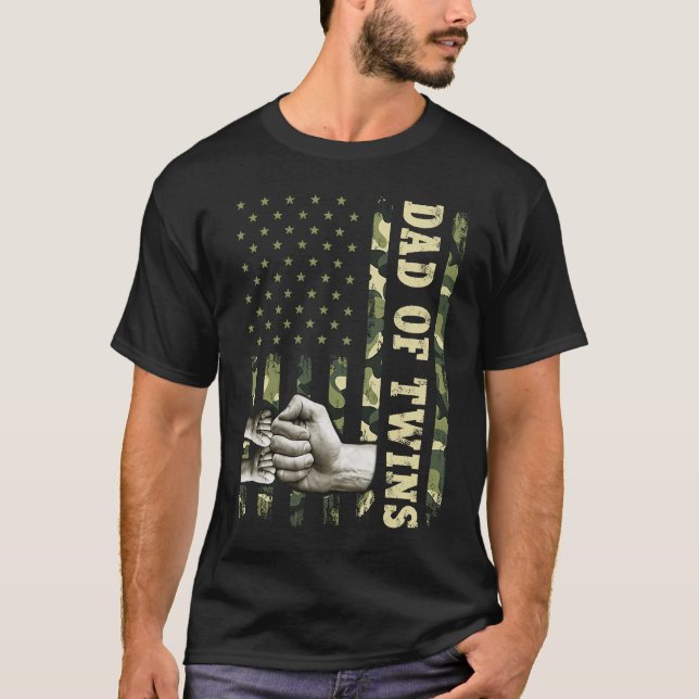Camiseta Homens gêmeos Camuflam Pai de bandeira americano P (Frente)