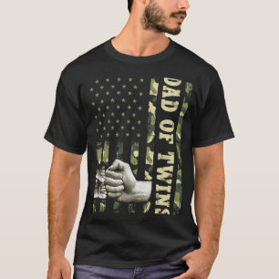 Camiseta Homens gêmeos Camuflam Pai de bandeira americano P