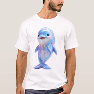 Camiseta Homens Golfinho Galáxia Mármore Irisado