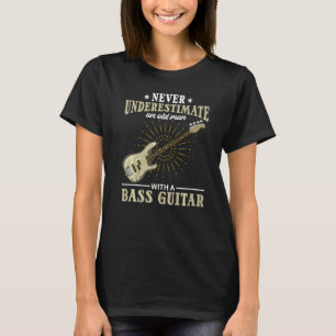 Camiseta Homens Guitarrista Baixo Aposentado Homens Baixist