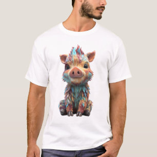 Camiseta Homens Javali Selvagem Bebê Punk Arco-íris