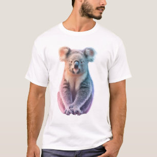 Camiseta Homens Koala Estilizados com Brilho Pastel Etéreo