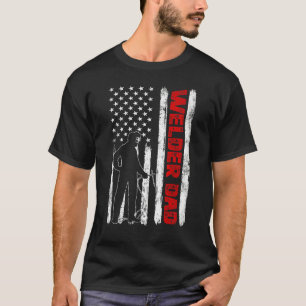 Camiseta Homens Legal Dia dos Pais Bandeira Americana Solda