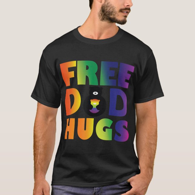 Camiseta Homens LGBT do Orgulho Arco-Íris de Pai Livre Mulh (Frente)