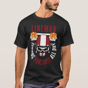 Camiseta Homens Lineman Ofensivo Servindo Panquecas o Dia T