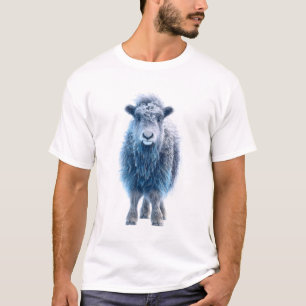 Camiseta Homens Majestoso Azul Gelo Lã Bisão