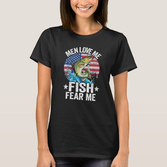 Camiseta Homens me amam peixe me temem pescadora mulheres m (Frente)