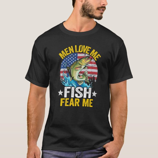 Camiseta Homens me amam peixe me temem pescadora mulheres m (Frente)