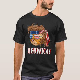 Camiseta Homens Meninos Gato Mullet Meowica Gato Americano