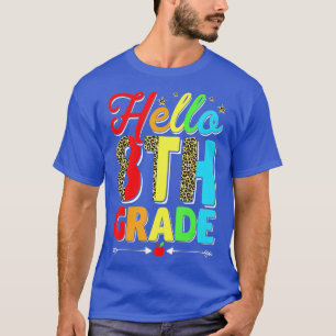 Camiseta Homens Mulheres Crianças Leopardo Alô 8º ano 1º di
