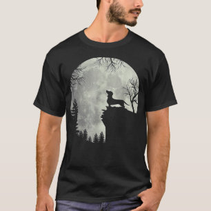 Camiseta Homens Mulheres Dachshund E Lua Art Presente (pres