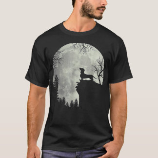 Camiseta Homens Mulheres Dachshund E Lua Art Presente (pres