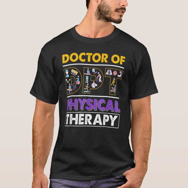 Camiseta Homens Mulheres Dpt Terapêutica Física Médico Pta  (Frente)