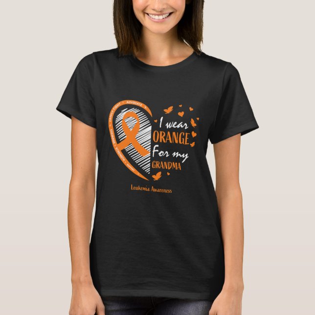 Camiseta Homens Mulheres Eu Visto Laranja Para Minha Avó Le (Frente)