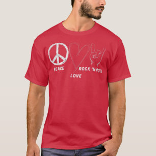 Camiseta Homens Mulheres Hippie Peace Love Rock N Roll Conc