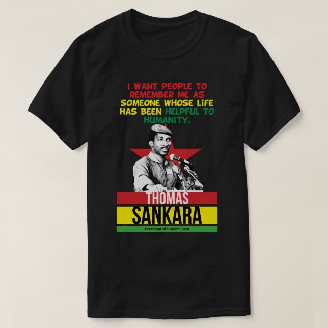 Camiseta Homens Mulheres Thomas Africanista Sankara Gráfico (Frente do Design)