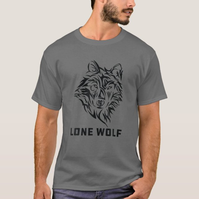 Camiseta Homens Nortes Tribais do Lobo Solitário Meninos (Frente)
