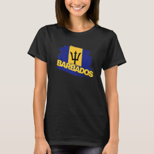 Camiseta Homens Orgulham Mapa de Bandeira de Barbados Souve
