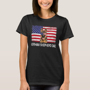 Camiseta Homens Pastor Alemão Pai Bandeira Dos EUA 4 De Jul