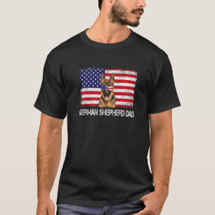 Camiseta Homens Pastor Alemão Pai Bandeira Dos EUA 4 De Jul