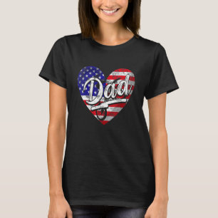 Camiseta Homens Patrióticos da Bandeira Americana Heart Mot