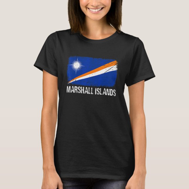 Camiseta Homens Patrióticos Mulheres Ilhas Marshall Bandeir (Frente)