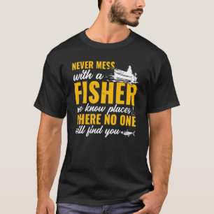 Camiseta Homens Pescando Pescador Nunca Brinque Com Um Pe
