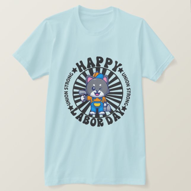 Camiseta Homens Presentes no Dia do Trabalhador da União Fo (Frente do Design)