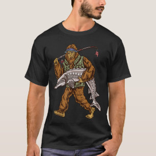 Camiseta Homens Preto Esturjão Pesca Caça